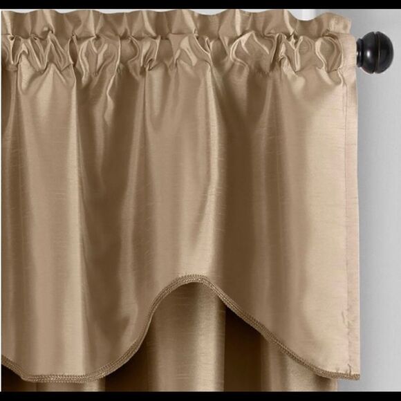 Colette Faux Silk Scalloped Window Valance - 50" x 21" gold - Picture 2 of 3